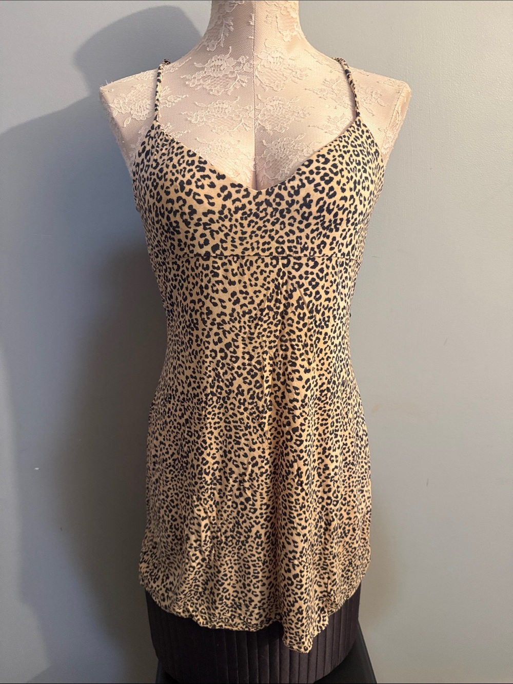 Victoria's Secret Leopard-Print Slip Chemise in Beige and Black